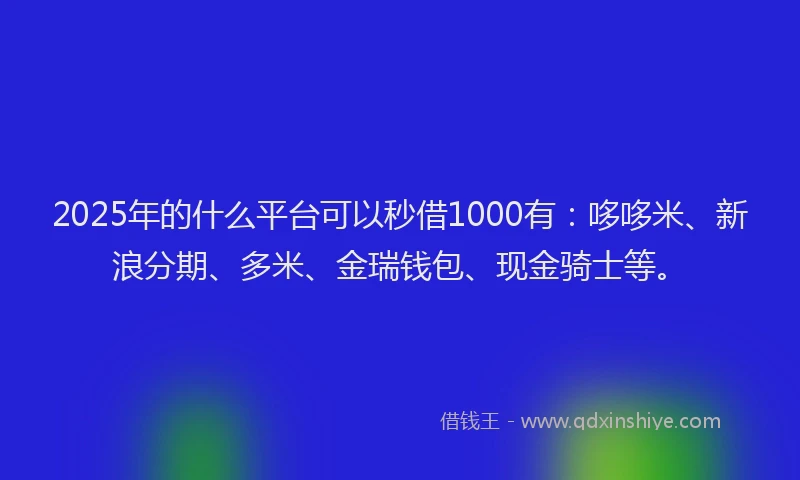 2025年的什么平台可以秒借1000有：哆哆米、新浪分期、多米、金瑞钱包、现金骑士等。