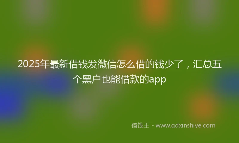 2025年最新借钱发微信怎么借的钱少了，汇总五个黑户也能借款的app