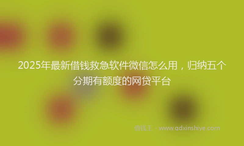 2025年最新借钱救急软件微信怎么用，归纳五个分期有额度的网贷平台