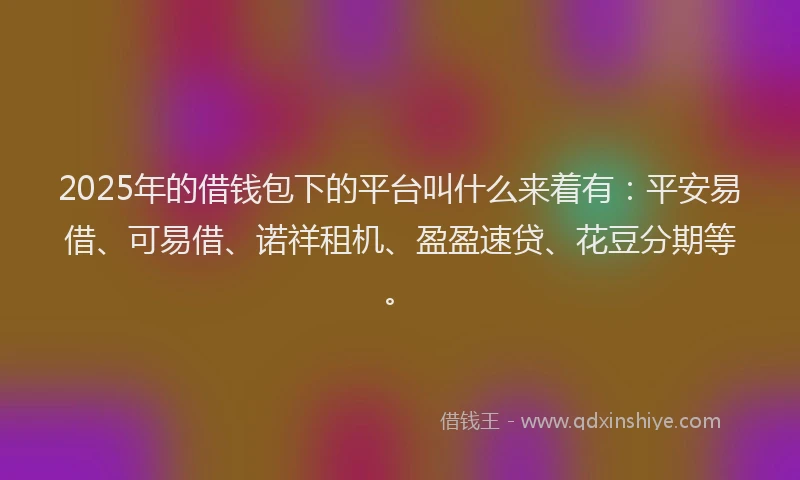 2025年的借钱包下的平台叫什么来着有：平安易借、可易借、诺祥租机、盈盈速贷、花豆分期等。