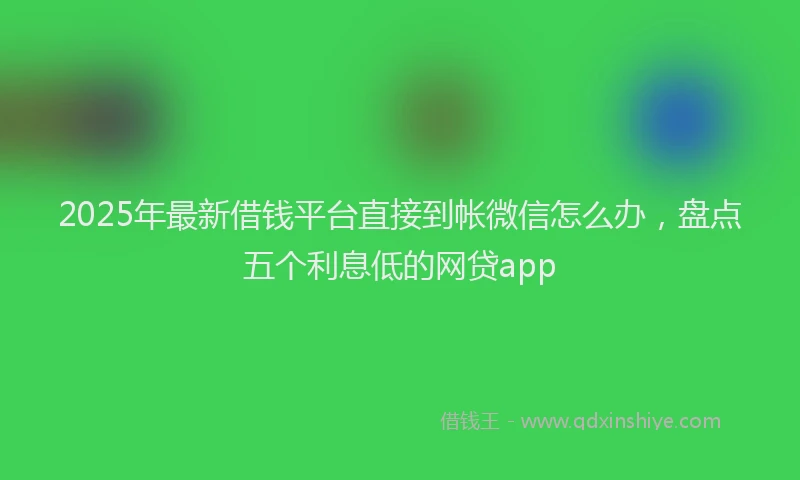 2025年最新借钱平台直接到帐微信怎么办，盘点五个利息低的网贷app