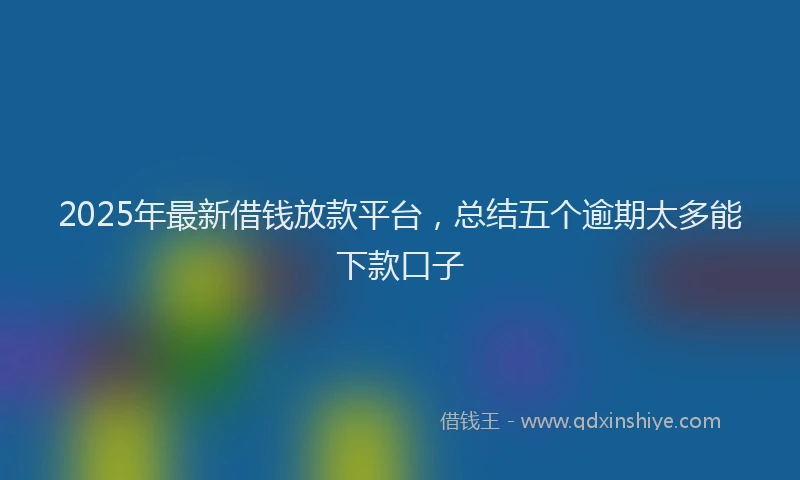 2025年最新借钱放款平台，总结五个逾期太多能下款口子