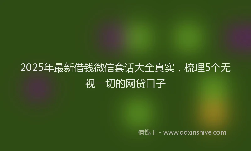 2025年最新借钱微信套话大全真实，梳理5个无视一切的网贷口子