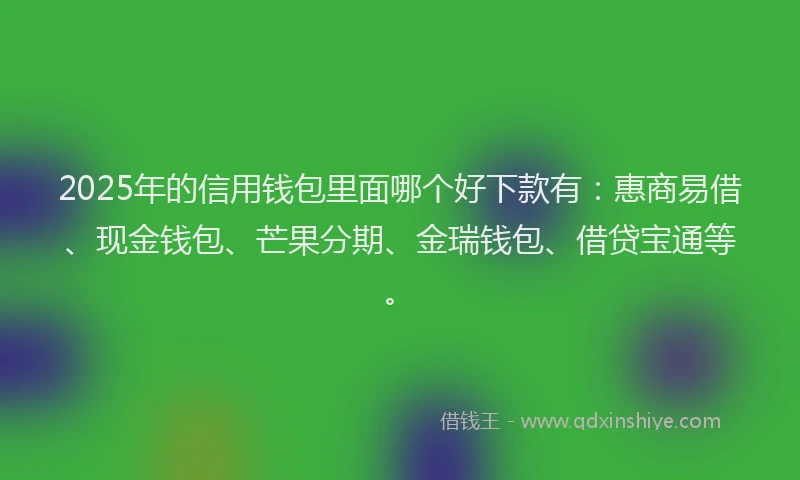 2025年的信用钱包里面哪个好下款有：惠商易借、现金钱包、芒果分期、金瑞钱包、借贷宝通等。