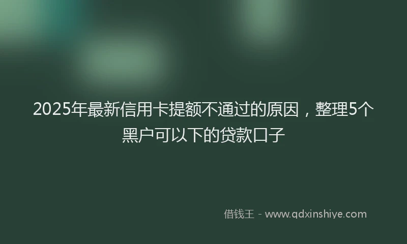 2025年最新信用卡提额不通过的原因，整理5个黑户可以下的贷款口子