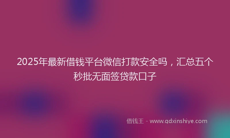2025年最新借钱平台微信打款安全吗，汇总五个秒批无面签贷款口子