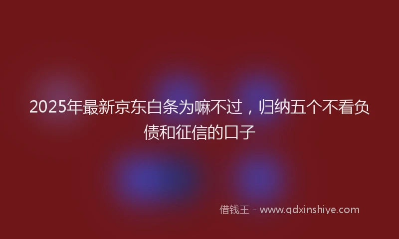 2025年最新京东白条为嘛不过，归纳五个不看负债和征信的口子