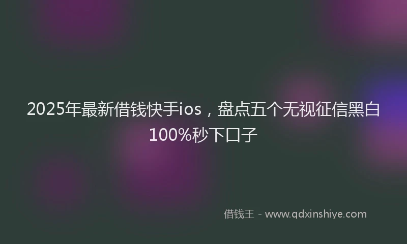 2025年最新借钱快手ios，盘点五个无视征信黑白100%秒下口子