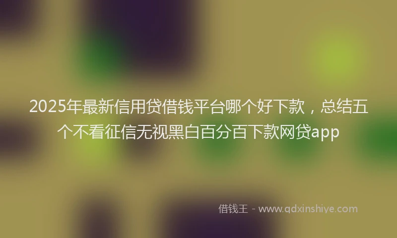 2025年最新信用贷借钱平台哪个好下款，总结五个不看征信无视黑白百分百下款网贷app
