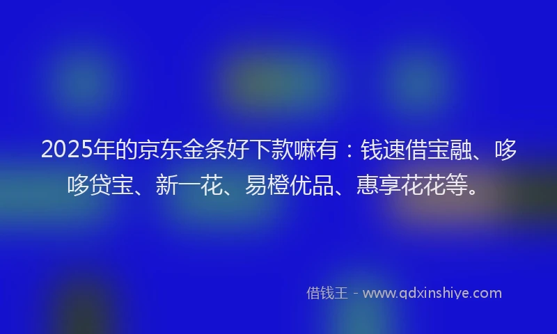 2025年的京东金条好下款嘛有：钱速借宝融、哆哆贷宝、新一花、易橙优品、惠享花花等。