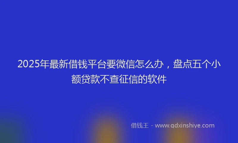 2025年最新借钱平台要微信怎么办，盘点五个小额贷款不查征信的软件