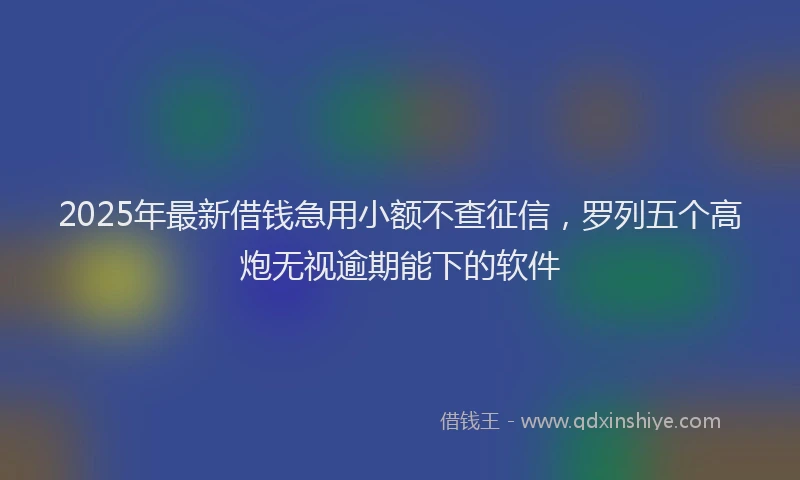 2025年最新借钱急用小额不查征信，罗列五个高炮无视逾期能下的软件