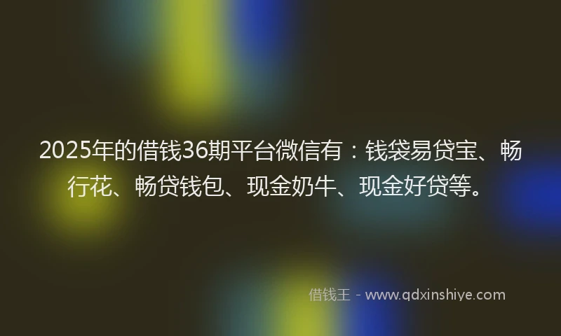 2025年的借钱36期平台微信有：钱袋易贷宝、畅行花、畅贷钱包、现金奶牛、现金好贷等。