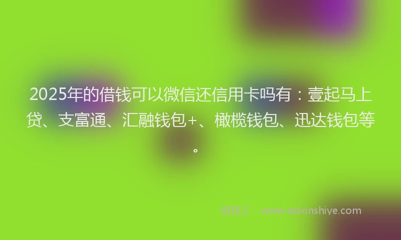 2025年的借钱可以微信还信用卡吗有：壹起马上贷、支富通、汇融钱包+、橄榄钱包、迅达钱包等。
