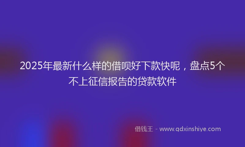 2025年最新什么样的借呗好下款快呢，盘点5个不上征信报告的贷款软件