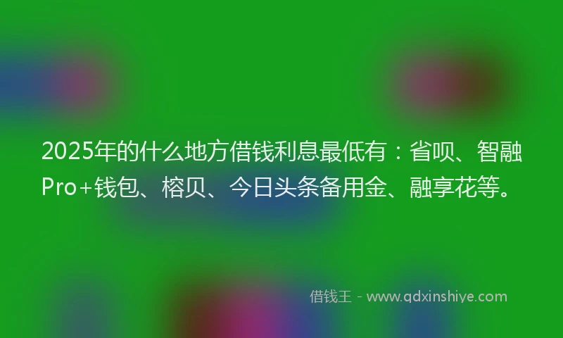 2025年的什么地方借钱利息最低有：省呗、智融Pro+钱包、榕贝、今日头条备用金、融享花等。