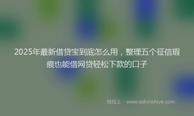 2025年最新借贷宝到底怎么用，整理五个征信瑕疵也能借网贷轻松下款的口子