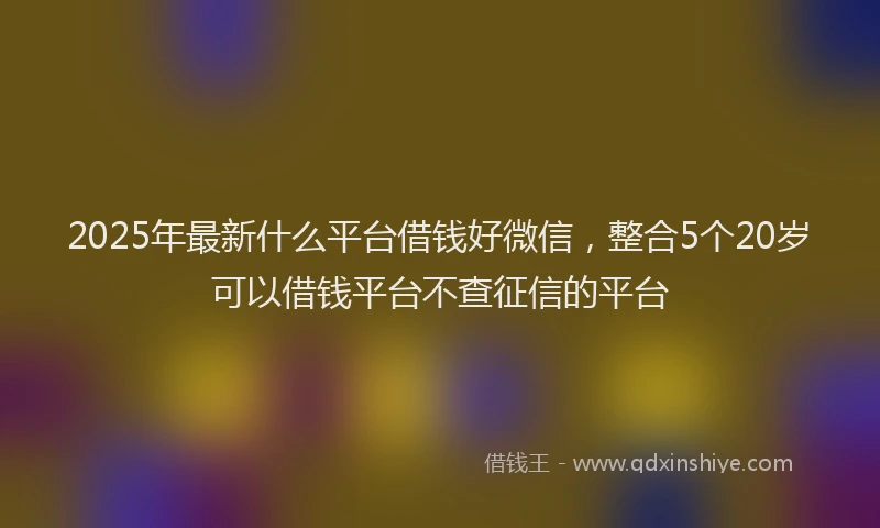 2025年最新什么平台借钱好微信，整合5个20岁可以借钱平台不查征信的平台