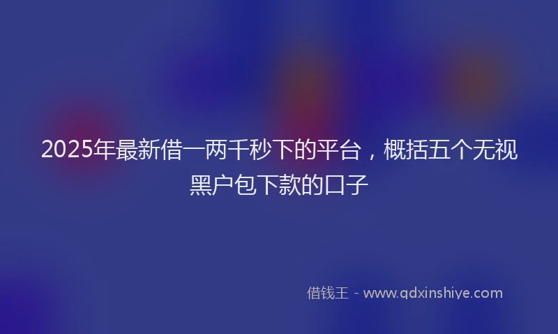 2025年最新借一两千秒下的平台，概括五个无视黑户包下款的口子