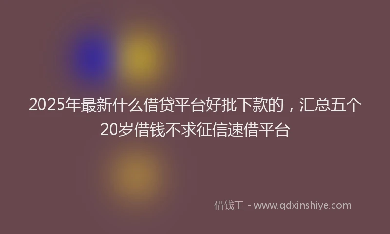 2025年最新什么借贷平台好批下款的，汇总五个20岁借钱不求征信速借平台