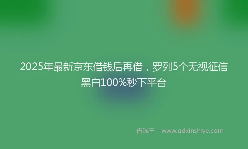 2025年最新京东借钱后再借，罗列5个无视征信黑白100%秒下平台