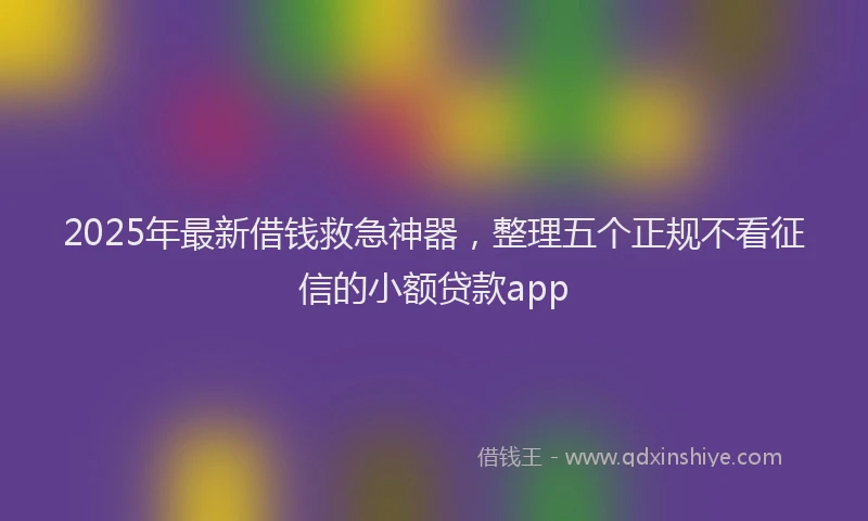 2025年最新借钱救急神器，整理五个正规不看征信的小额贷款app