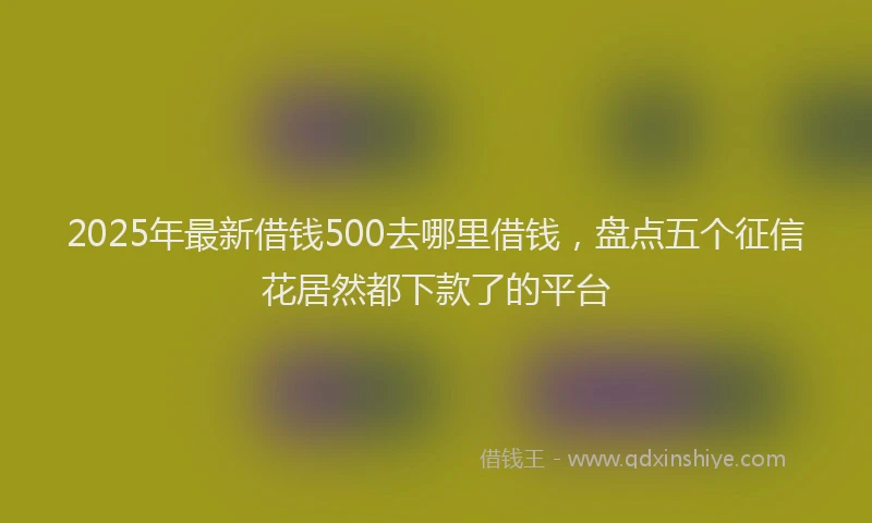 2025年最新借钱500去哪里借钱，盘点五个征信花居然都下款了的平台