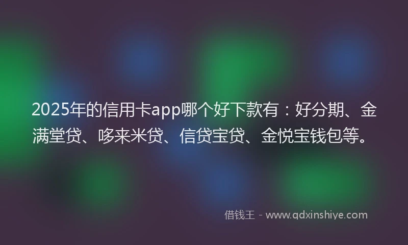 2025年的信用卡app哪个好下款有：好分期、金满堂贷、哆来米贷、信贷宝贷、金悦宝钱包等。