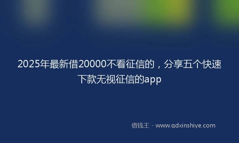 2025年最新借20000不看征信的，分享五个快速下款无视征信的app