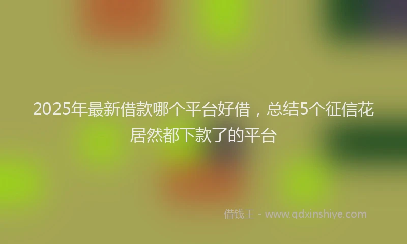 2025年最新借款哪个平台好借，总结5个征信花居然都下款了的平台