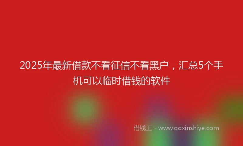 2025年最新借款不看征信不看黑户，汇总5个手机可以临时借钱的软件