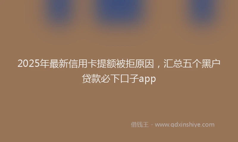 2025年最新信用卡提额被拒原因，汇总五个黑户贷款必下口子app