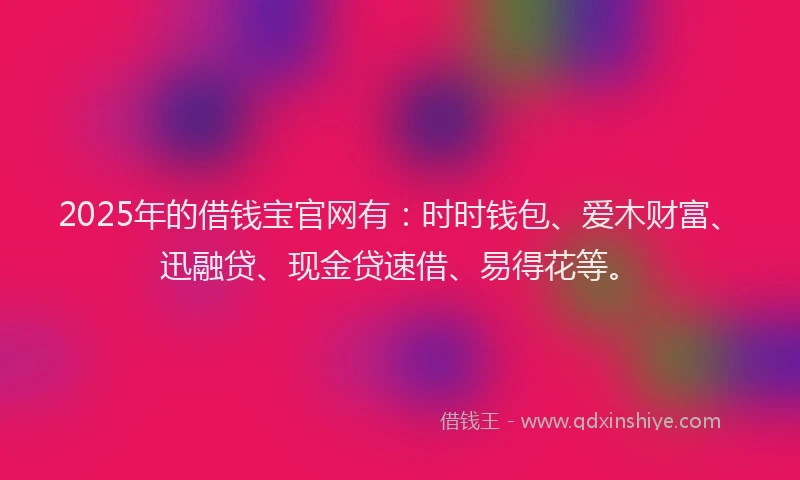 2025年的借钱宝官网有：时时钱包、爱木财富、迅融贷、现金贷速借、易得花等。