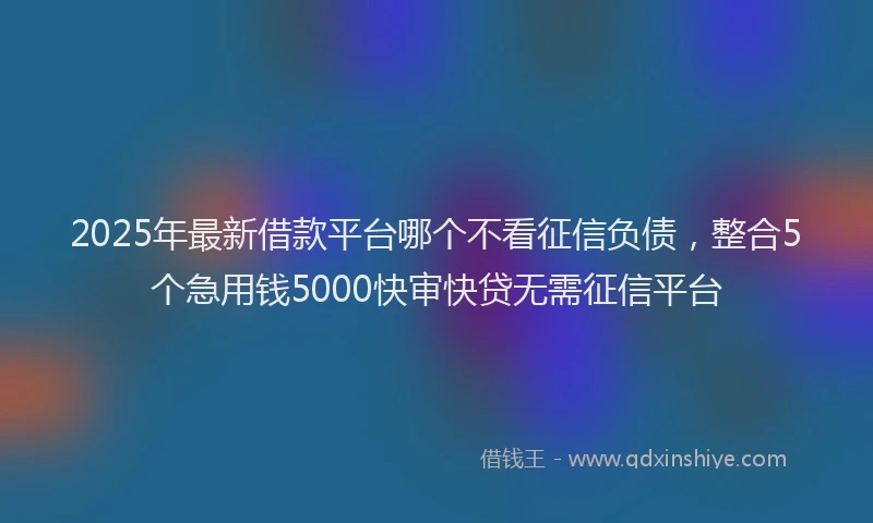 2025年最新借款平台哪个不看征信负债，整合5个急用钱5000快审快贷无需征信平台