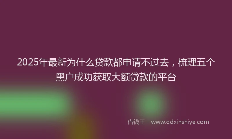 2025年最新为什么贷款都申请不过去，梳理五个黑户成功获取大额贷款的平台