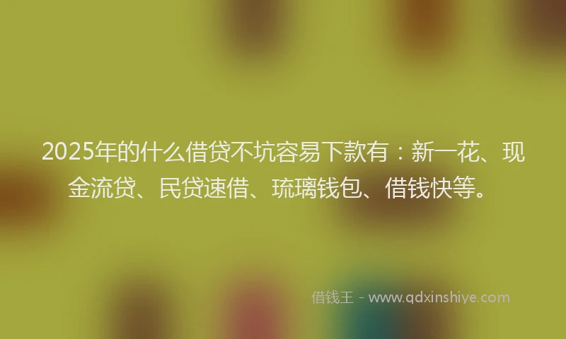 2025年的什么借贷不坑容易下款有：新一花、现金流贷、民贷速借、琉璃钱包、借钱快等。