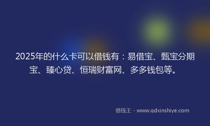 2025年的什么卡可以借钱有：易借宝、甄宝分期宝、臻心贷、恒瑞财富网、多多钱包等。