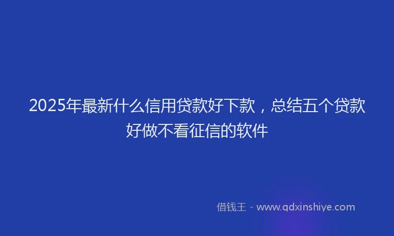 2025年最新什么信用贷款好下款，总结五个贷款好做不看征信的软件