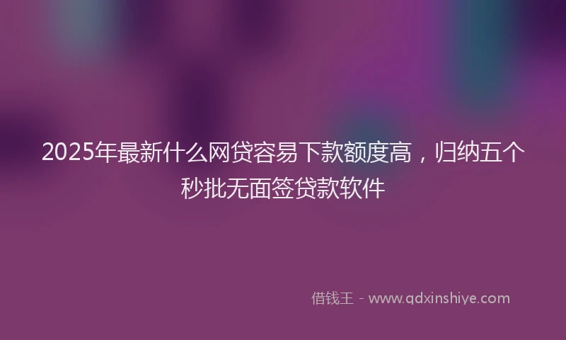 2025年最新什么网贷容易下款额度高，归纳五个秒批无面签贷款软件