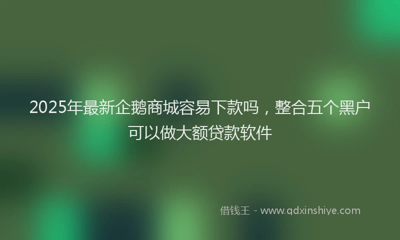 2025年最新企鹅商城容易下款吗，整合五个黑户可以做大额贷款软件