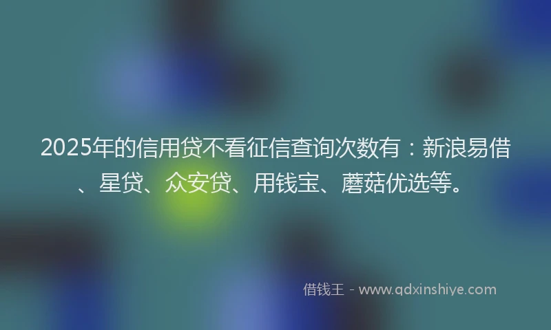 2025年的信用贷不看征信查询次数有：新浪易借、星贷、众安贷、用钱宝、蘑菇优选等。