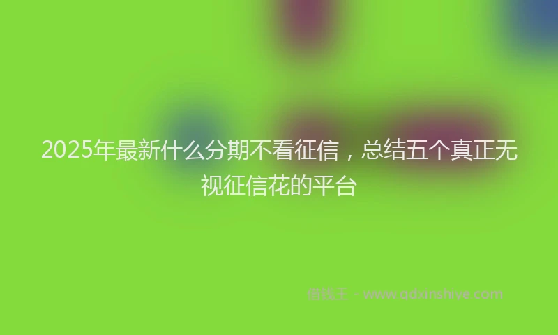 2025年最新什么分期不看征信，总结五个真正无视征信花的平台