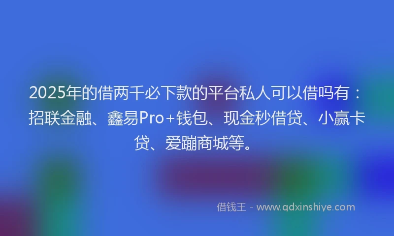 2025年的借两千必下款的平台私人可以借吗有：招联金融、鑫易Pro+钱包、现金秒借贷、小赢卡贷、爱蹦商城等。