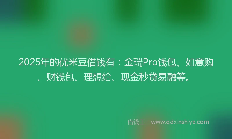 2025年的优米豆借钱有：金瑞Pro钱包、如意购、财钱包、理想给、现金秒贷易融等。