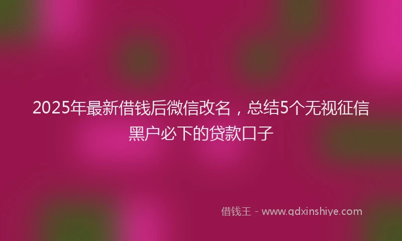 2025年最新借钱后微信改名，总结5个无视征信黑户必下的贷款口子