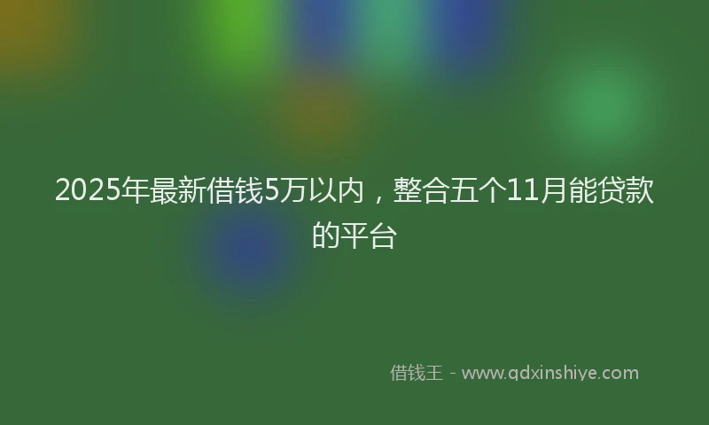 2025年最新借钱5万以内，整合五个11月能贷款的平台