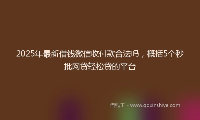 2025年最新借钱微信收付款合法吗，概括5个秒批网贷轻松贷的平台