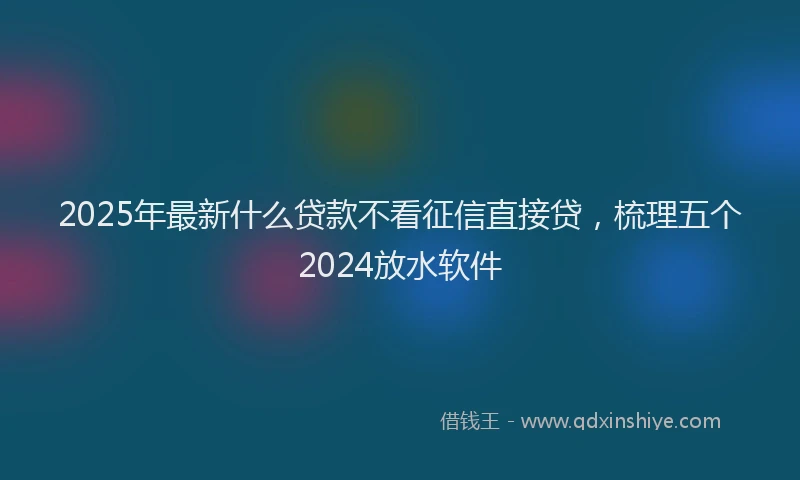 2025年最新什么贷款不看征信直接贷，梳理五个2024放水软件