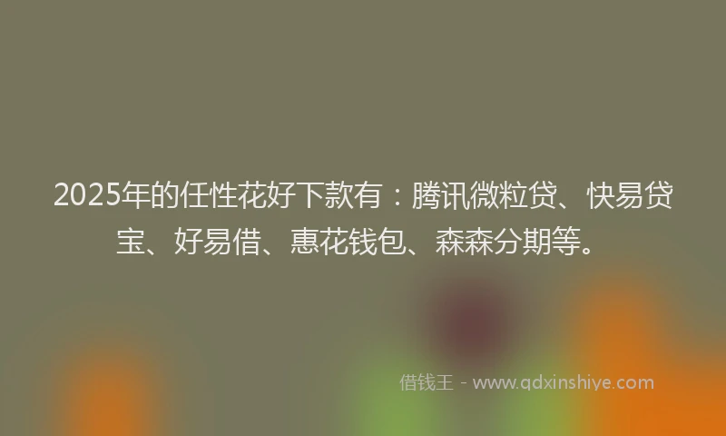 2025年的任性花好下款有：腾讯微粒贷、快易贷宝、好易借、惠花钱包、森森分期等。