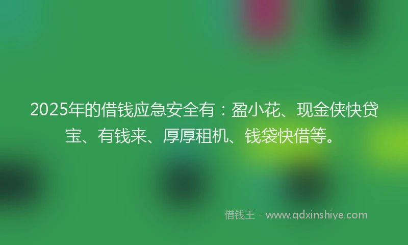 2025年的借钱应急安全有：盈小花、现金侠快贷宝、有钱来、厚厚租机、钱袋快借等。